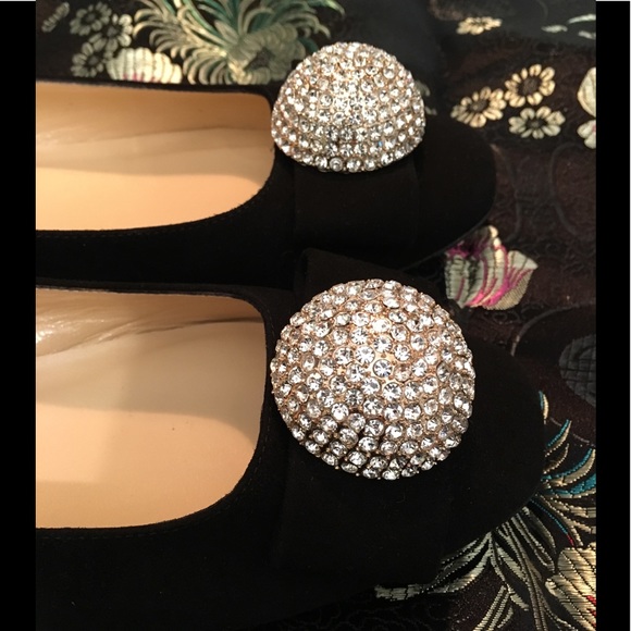 KATE SPADE NADIRA BLACK SUEDE CRYSTAL SHOES 8.5 - Picture 2 of 8